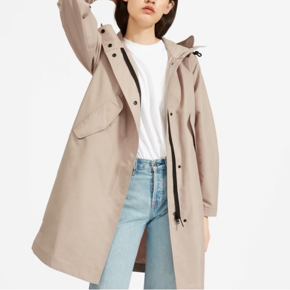 Everlane Light Tan Hooded Trench Coat
